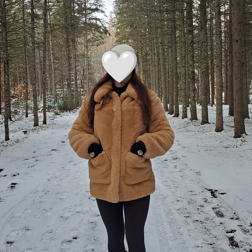 H&M Woman Tan Faux Fur Jacket